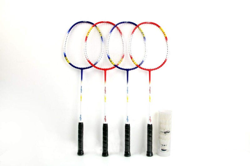 Pro Impact Badminton Racket Set - Aluminum Head with Steel Shaft - Includes Lightweight Rackets & Feather Shuttlecocks with Carrying Case - Outdoor Games for Adults and Family - Image 3
